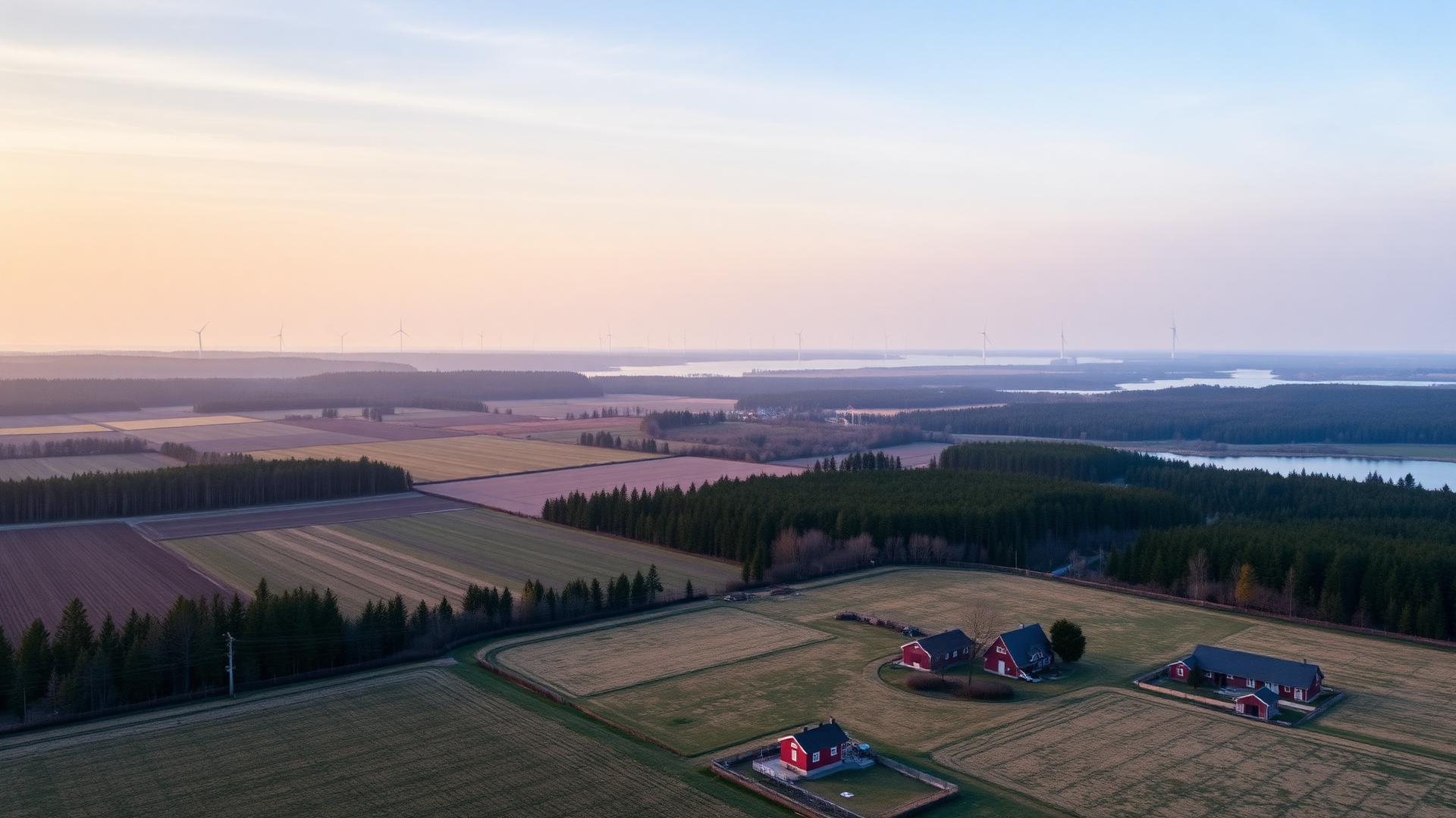 Svensk villa i kvällsljus med solceller på taket