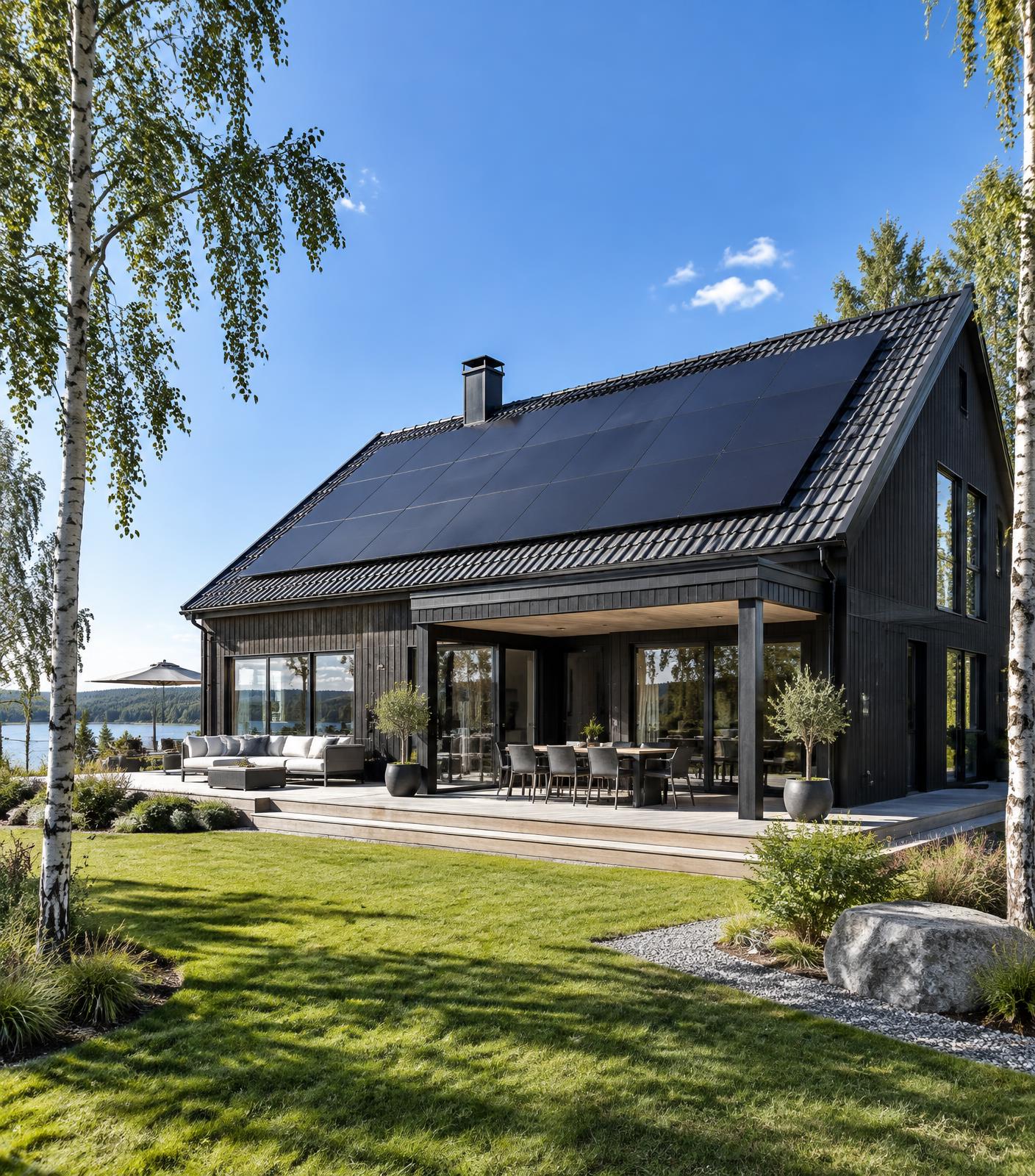 Villa med solceller på taket